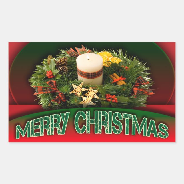 Pegatina Rectangular Holly en la decoración navideña moderna (Anverso)