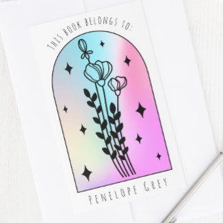 Pegatina Rectangular Holograma Holograma Pastel Placa del Libro