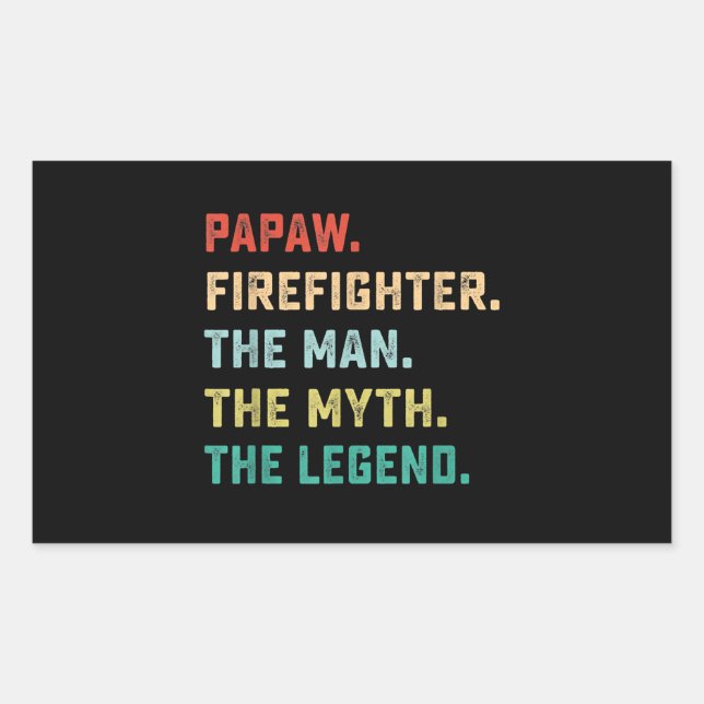 Pegatina Rectangular Hombre bombero de Papaw leyenda del mito regalos d (Anverso)