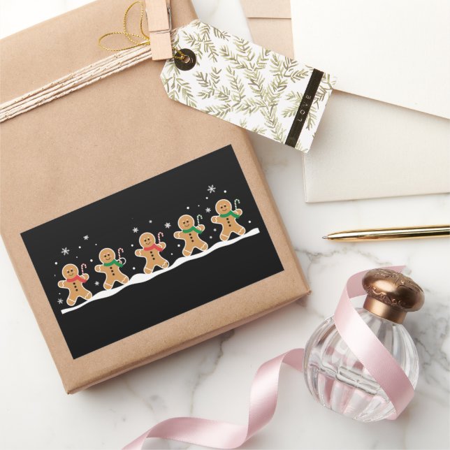 Pegatina Rectangular Hombre de Jengibre Lindo Panadero de Navidad Fiest (Regalar)