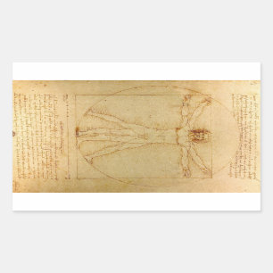 Pegatina Rectangular Hombre de Vitruvio de Leonardo Da Vinci