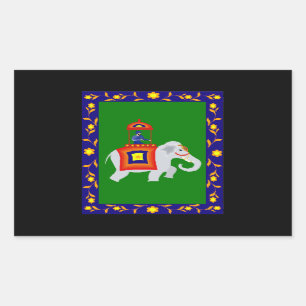 Pegatina Rectangular Hombre montando elefante