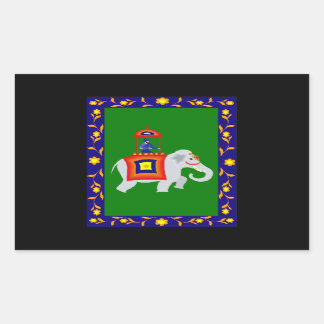 Pegatina Rectangular Hombre montando elefante