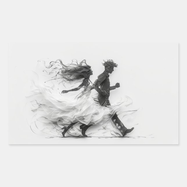 Pegatina Rectangular Hombre y mujer de la silueta (Anverso)