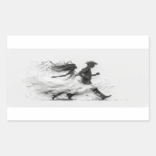 Pegatina Rectangular Hombre y mujer de la silueta