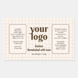 Pegatina Rectangular Home baked Cookies Logo and Ingredient Label