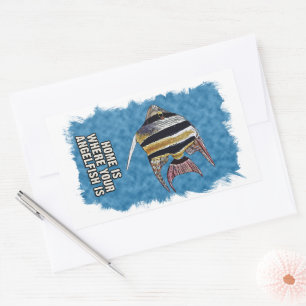 Pegatina Rectangular Home es donde tu AngelFish es cita de Aquarium