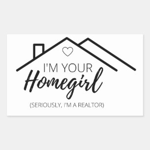 Pegatina Rectangular HomeGirl (En serio, soy una inmobiliaria).