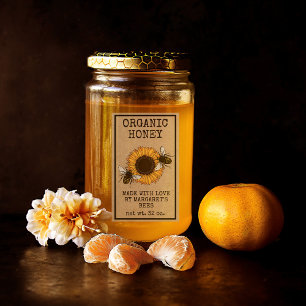 Pegatina Rectangular Honey Jar Labels Honeybee Honeycomb Bee Apiary