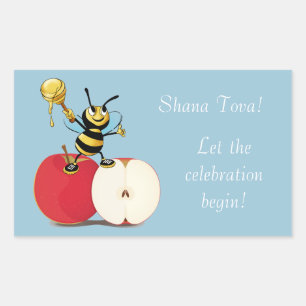 Pegatina Rectangular Honeybee Apple Rosh HaShana