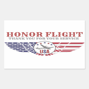 Pegatina Rectangular Honor Flight Pegatinas Gracias Por Su Servicio