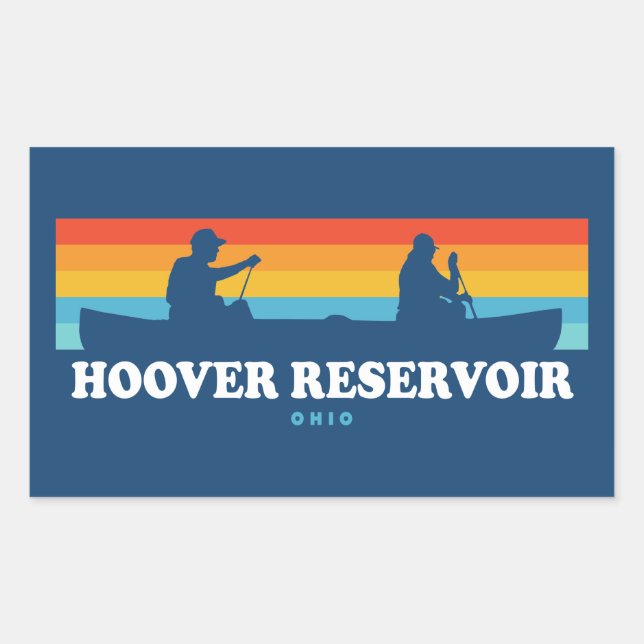 Pegatina Rectangular Hoover Reservoir Ohio Canoe (Anverso)