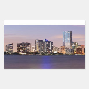 Pegatina Rectangular Horizonte de los E.E.U.U., la Florida, Miami en la