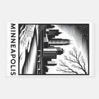 Horizonte de Minneapolis en negro y blanco estilo