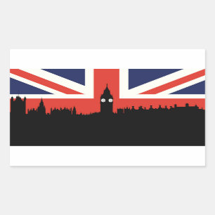 Pegatina Rectangular Horizonte el   de Londres la bandera británica