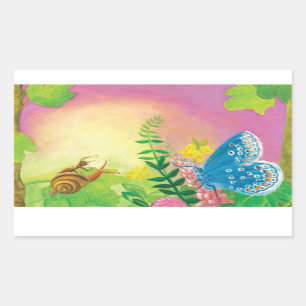 Pegatina Rectangular Hormiga, caracol y mariposa azul de Chapman