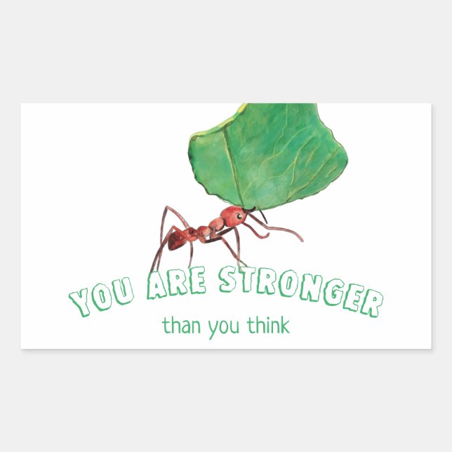 Pegatina Rectangular Hormiga llevando una hoja grande (Anverso)