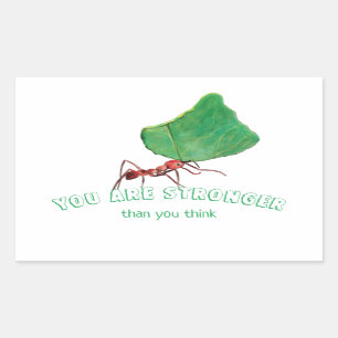 Pegatina Rectangular Hormiga llevando una hoja grande