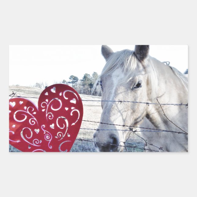 Pegatina Rectangular HORSE Valentine (Anverso)