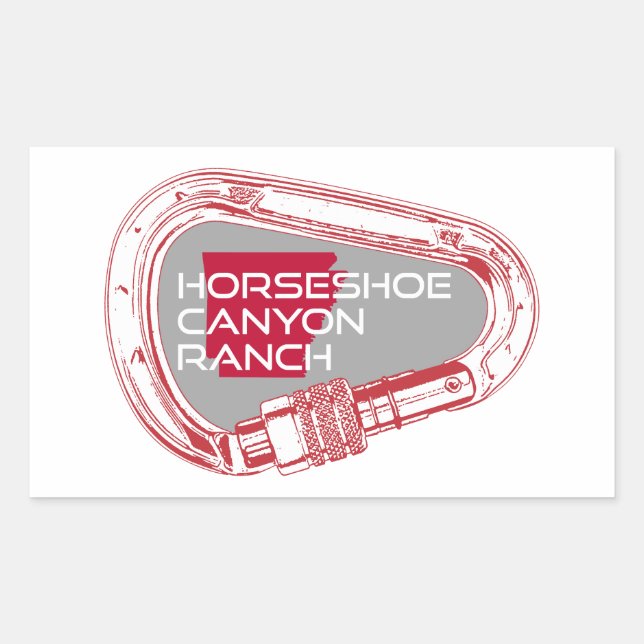 Pegatina Rectangular Horseshoe Canyon Ranch Arkansas Climber Carabiner (Anverso)