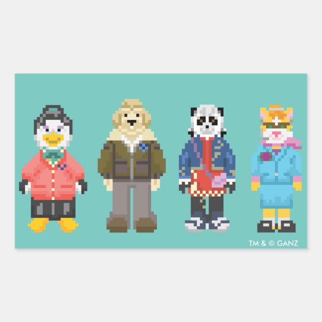 Pegatina Rectangular Hosts de Webkinz Pixel (Anverso)