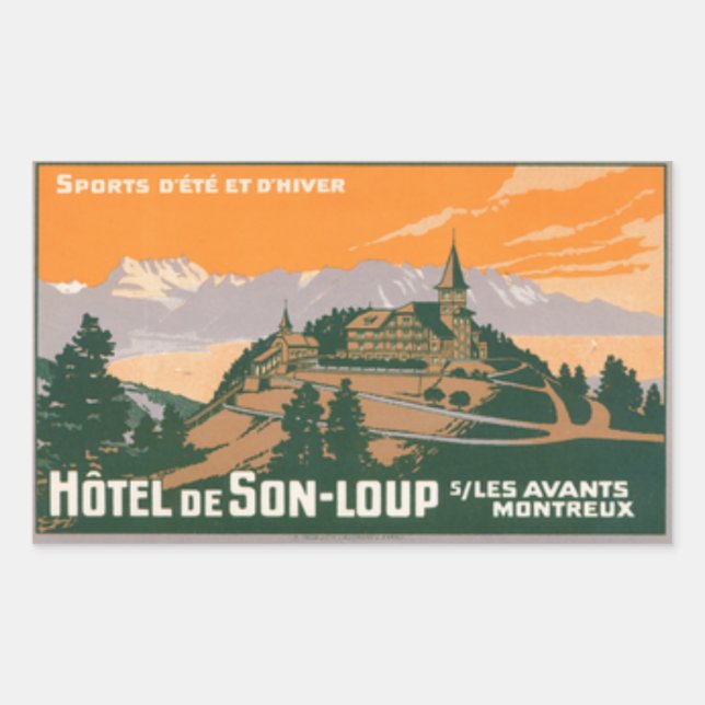 Pegatina Rectangular Hotel de son-loup Montreux Suiza (Anverso)