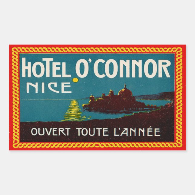 Pegatina Rectangular Hotel O'Connor (Nice France) (Anverso)