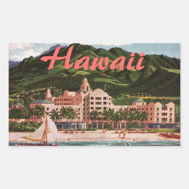Pegatina Rectangular Hotel Royal Hawaiian (Anverso)