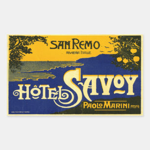 Pegatina Rectangular Hotel Savoy (San Remo Italia)