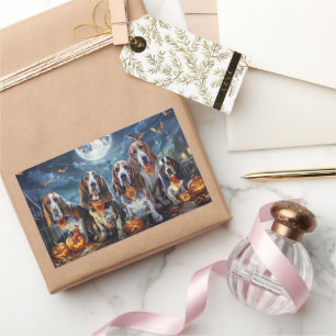 Pegatina Rectangular Hound Halloween Basset Spooky