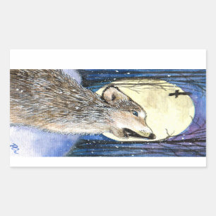 Pegatina Rectangular Howling - Wolf Art