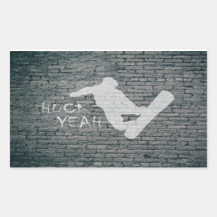 Pegatina Rectangular Huck Yeah (Snowboarding)