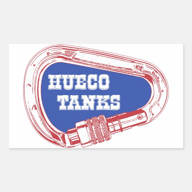 Pegatina Rectangular Hueco Tanks Carabiner (Anverso)