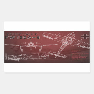 Pegatina Rectangular Huella azul Focke-Wulf Fw 190