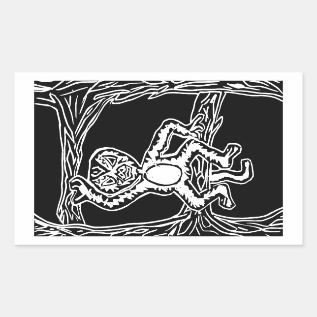 Pegatina Rectangular huella de madera de mono (Anverso)