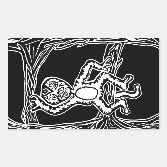 Pegatina Rectangular huella de madera de mono (Anverso)