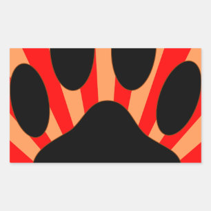 Pegatina Rectangular Huella de perro radiante