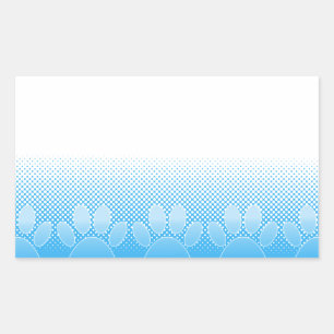 Pegatina Rectangular Huellas de patas azules y blancas con fondo de pap