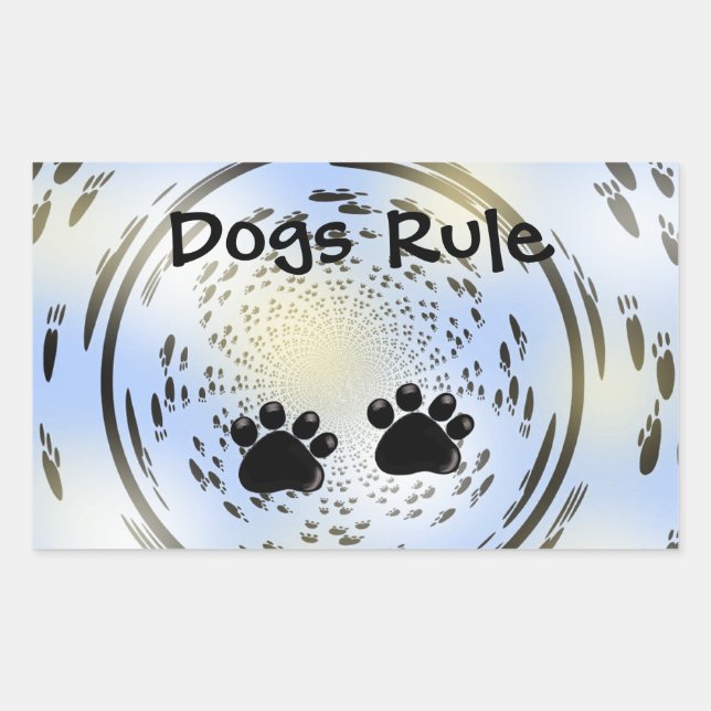 Pegatina Rectangular Huellas de pezuñas iluminadas Los perros mandan (Anverso)