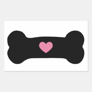 Pegatina Rectangular Hueso de perro