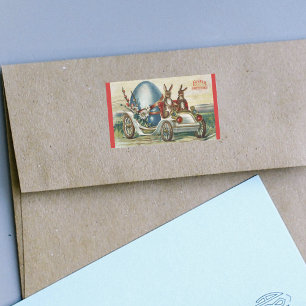 Pegatina Rectangular Huevo del coche antiguo de los conejos de los