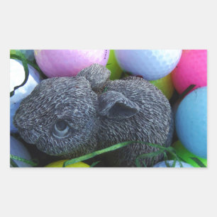 Pegatina Rectangular Huevos de Pascua, bolas de golf de conejo