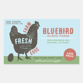 Pegatina Rectangular Huevos frescos de granja