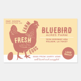 Pegatina Rectangular Huevos frescos de granja