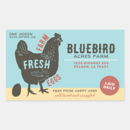 Pegatina Rectangular Huevos frescos de granja