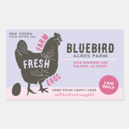 Pegatina Rectangular Huevos frescos de granja