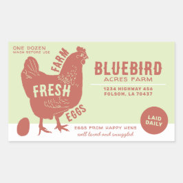 Pegatina Rectangular Huevos frescos de granja