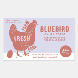 Pegatina Rectangular Huevos frescos de granja