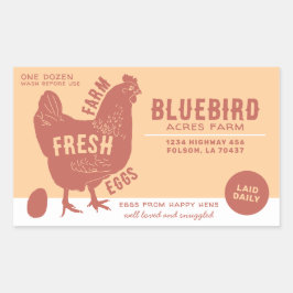 Pegatina Rectangular Huevos frescos de granja