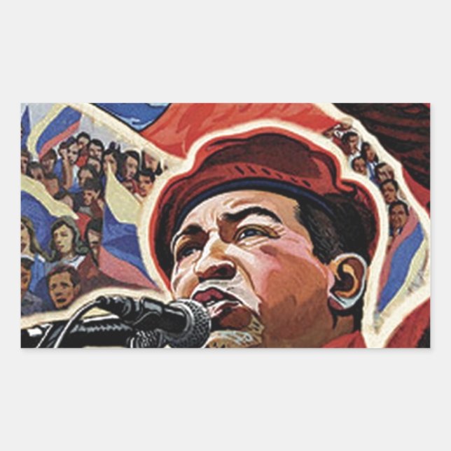Pegatina Rectangular Hugo Chávez - estilo de la Revolución Personalizad (Anverso)